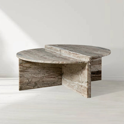 Riggs Modular Marble Circular Coffee Table Natural Stone Cocktail Table Sofa Center Tea Table
