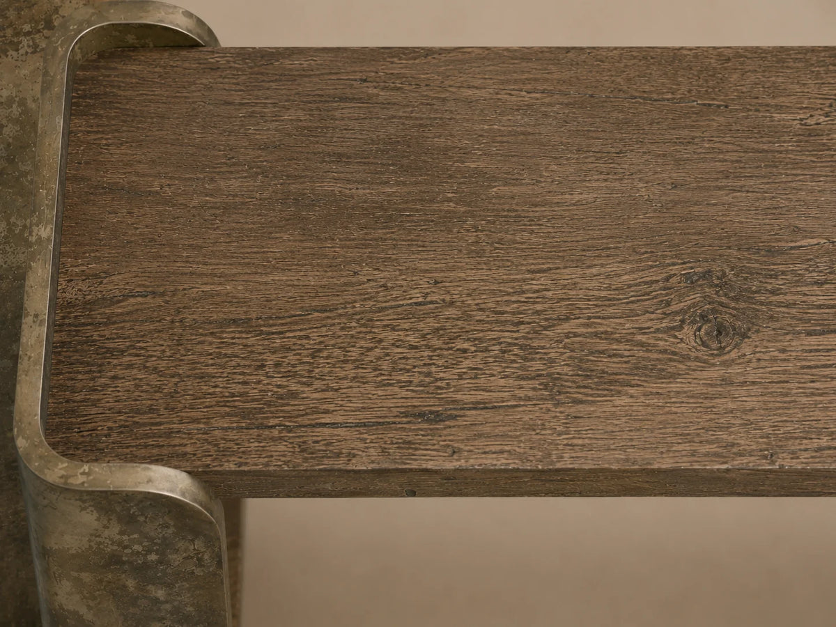 Alvaro Primavera Wood Entryway Console Table Oxidized Aluminum Hallway Entrance Table