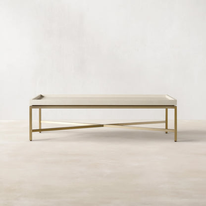 Malone Leather Top Coffee Table Modern Cocktail Table Living Room Center Tea Table with Steel Base