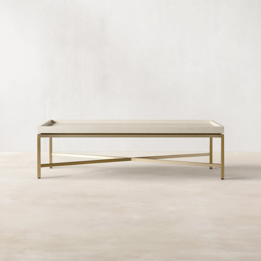 Malone Leather Top Coffee Table Modern Cocktail Table Living Room Center Tea Table with Steel Base