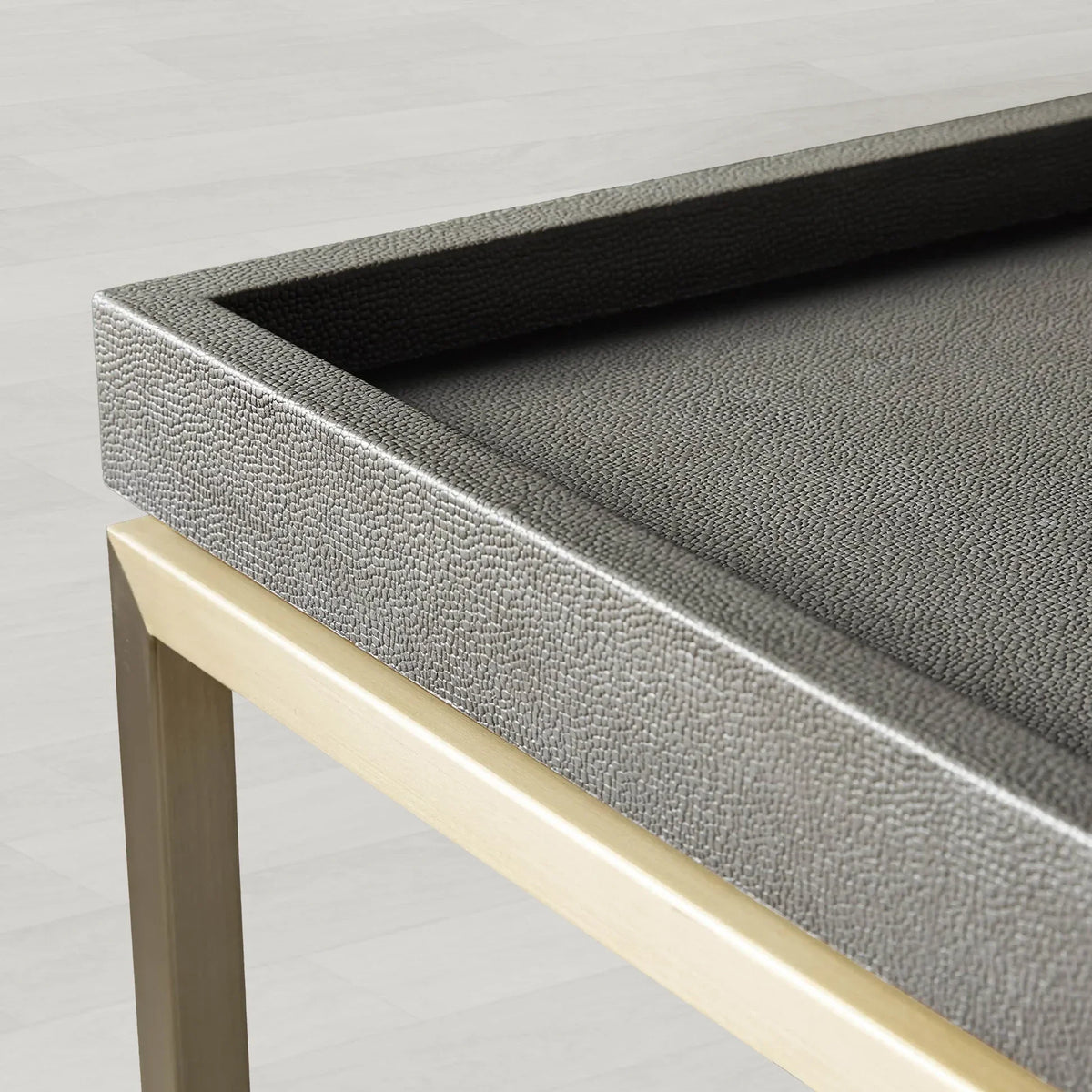 Malone Leather Top Coffee Table Modern Cocktail Table Living Room Center Tea Table with Steel Base