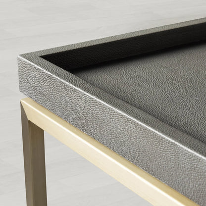 Malone Leather Top Coffee Table Modern Cocktail Table Living Room Center Tea Table with Steel Base