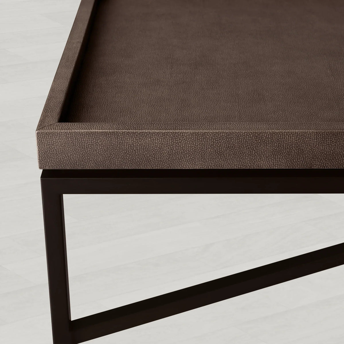 Malone Leather Top Coffee Table Modern Cocktail Table Living Room Center Tea Table with Steel Base