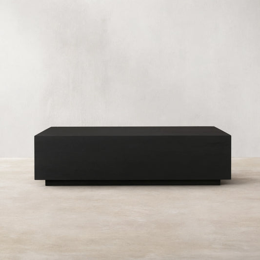 Sullivan Rectangular Oak Coffee Table Black Plinth Base Cocktail Table Wood Living Room Center Tea Table
