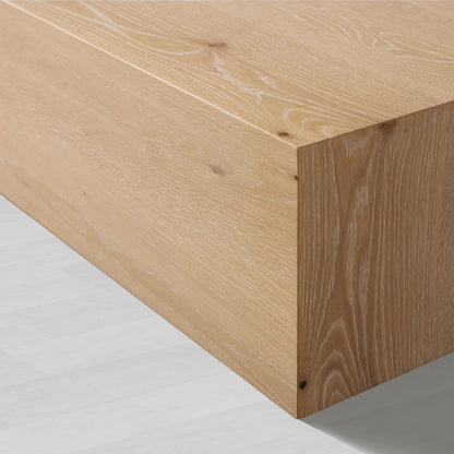 Sullivan Rectangular Oak Coffee Table Black Plinth Base Cocktail Table Wood Living Room Center Tea Table