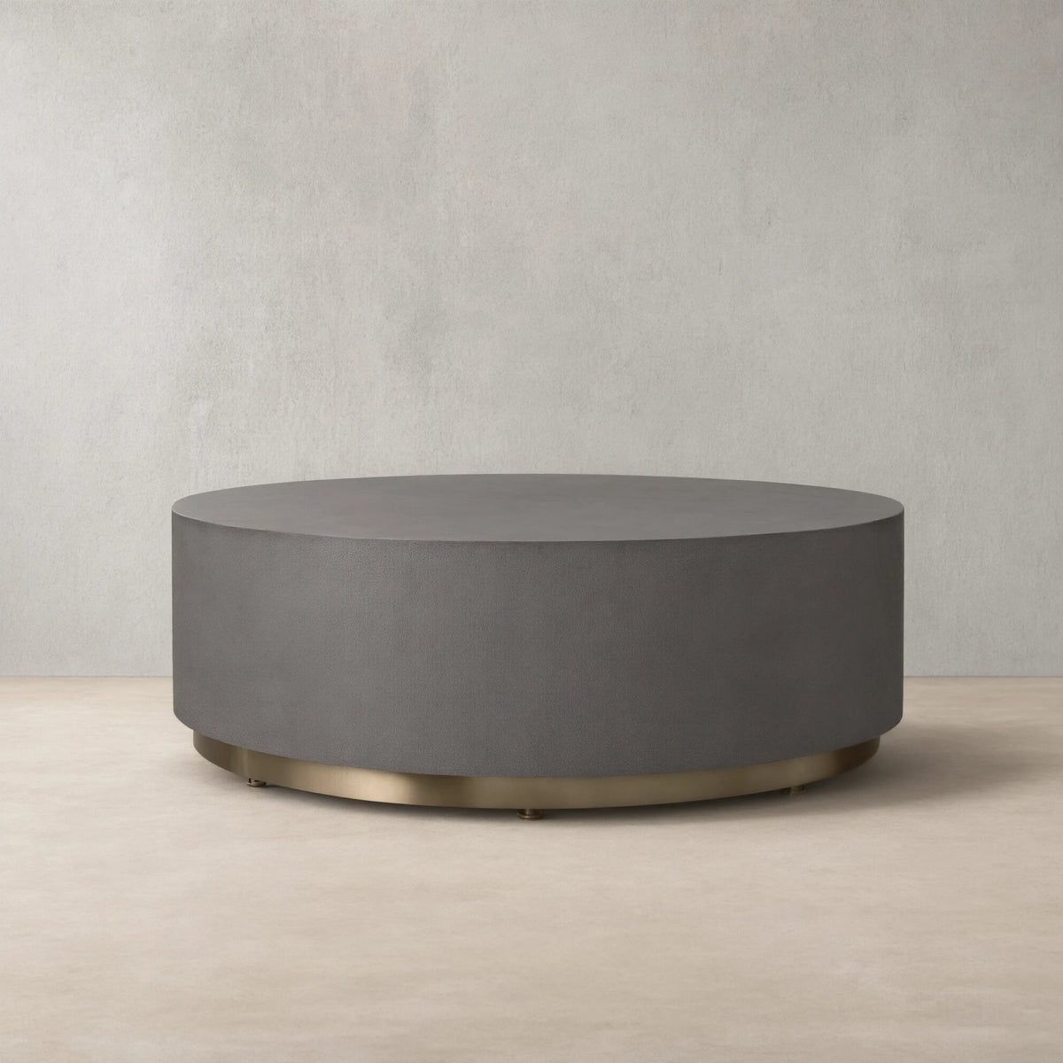 Malone Round Plinth Coffee Table Leather Cocktail Table Modern Living Room Center Tea Table