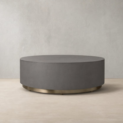 Malone Round Plinth Coffee Table Leather Cocktail Table Modern Living Room Center Tea Table