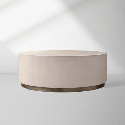 Malone Round Plinth Coffee Table Leather Cocktail Table Modern Living Room Center Tea Table
