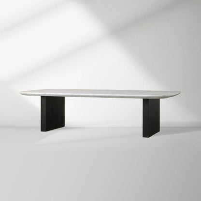 Saint Germain Marble Top Coffee Table Living Room Cocktail Table Clement Wood Base Center Tea Table