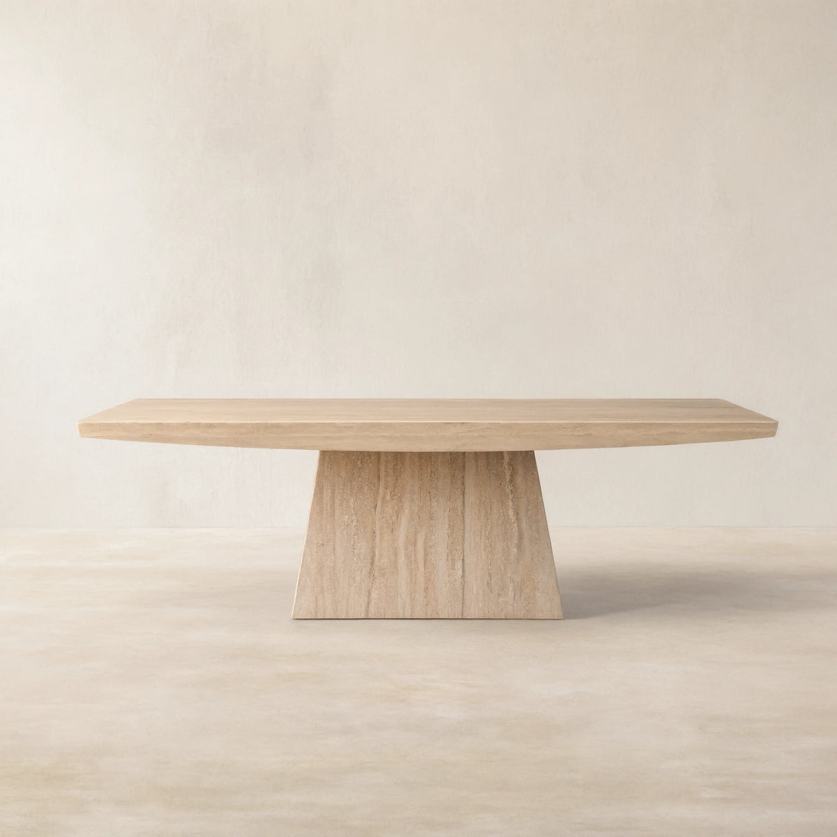 Ilaria Light Travertine Coffee Table Italian Stone Pedestal Center Tea Table Living Room Cocktail Table