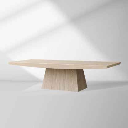 Ilaria Light Travertine Coffee Table Italian Stone Pedestal Center Tea Table Living Room Cocktail Table
