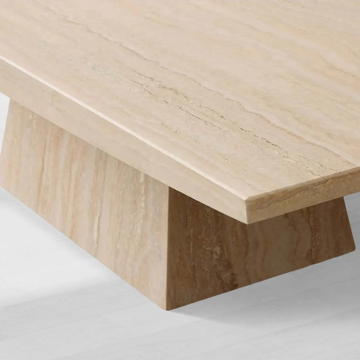 Ilaria Light Travertine Coffee Table Italian Stone Pedestal Center Tea Table Living Room Cocktail Table