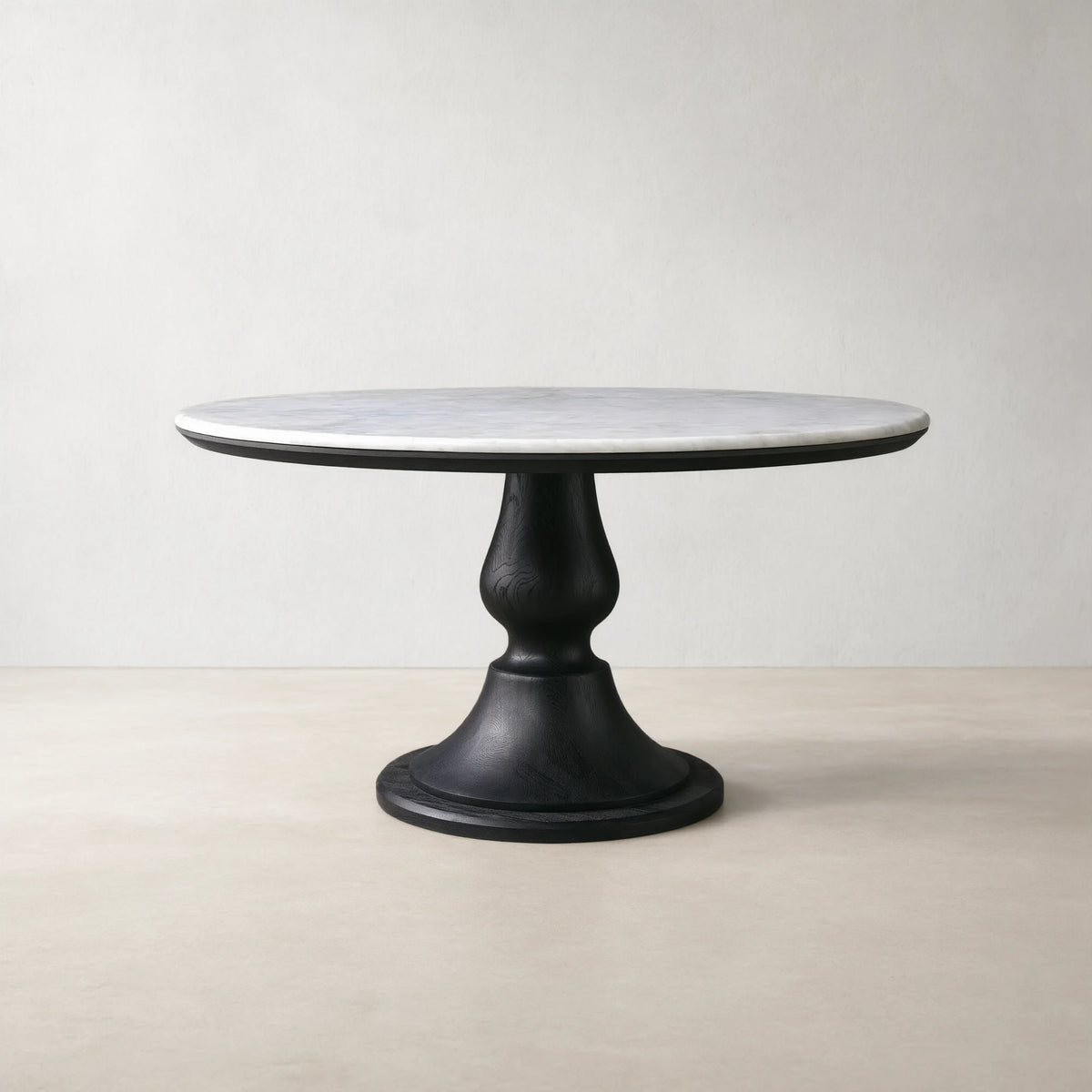 Amelia Marble Top Dining Table with Wood Curved Base Natural Stone Dining Table