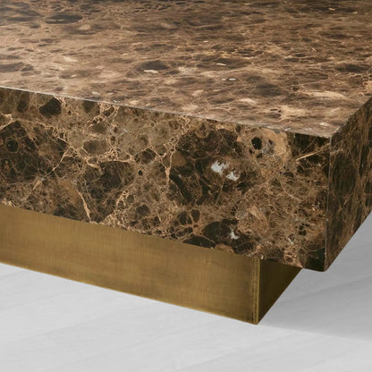 Zelie Emperador Marble Coffee Table Brushed Brass Base Cocktail Table Living Room Luxury Center Tea Table