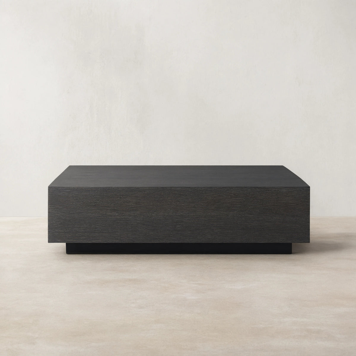 Sullivan Square Oak Coffee Table Black Wooden Plinth Cocktail Table Living Room Center Tea Table