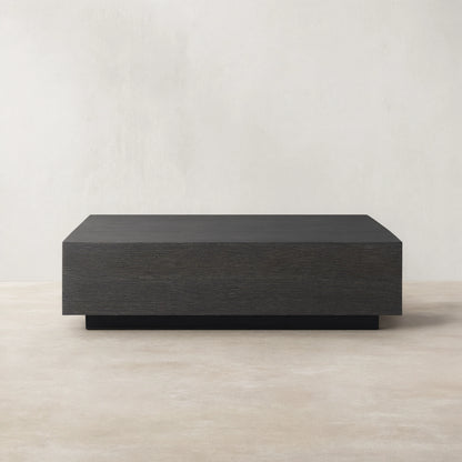 Sullivan Square Oak Coffee Table Black Wooden Plinth Cocktail Table Living Room Center Tea Table