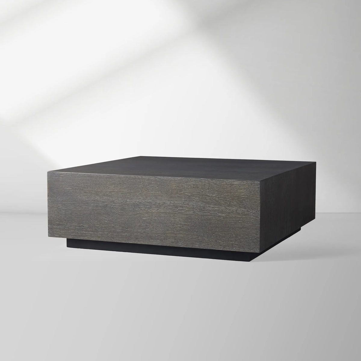 Sullivan Square Oak Coffee Table Black Wooden Plinth Cocktail Table Living Room Center Tea Table