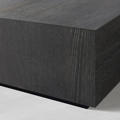 Sullivan Square Oak Coffee Table Black Wooden Plinth Cocktail Table Living Room Center Tea Table