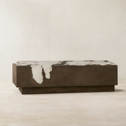 Obra Salvaged Burl Coffee Table Living Room Steel Base Cocktail Table Wood Center Tea Table