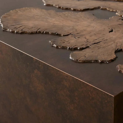 Obra Salvaged Burl Coffee Table Living Room Steel Base Cocktail Table Wood Center Tea Table