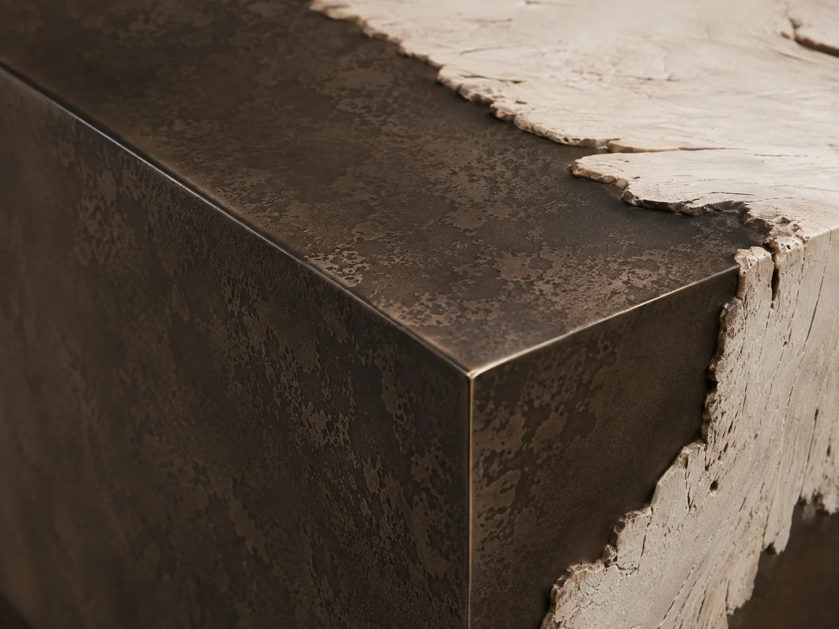 Obra Salvaged Burl Coffee Table Living Room Steel Base Cocktail Table Wood Center Tea Table