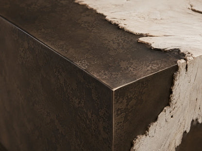 Obra Salvaged Burl Coffee Table Living Room Steel Base Cocktail Table Wood Center Tea Table