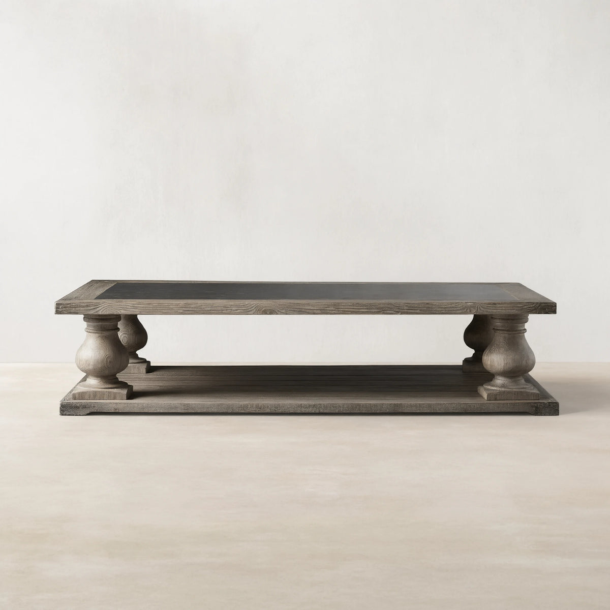 Hudson Pine Coffee Table Bluestone Inlay Cocktail Table Wood Living Room Retro Center Tea Table