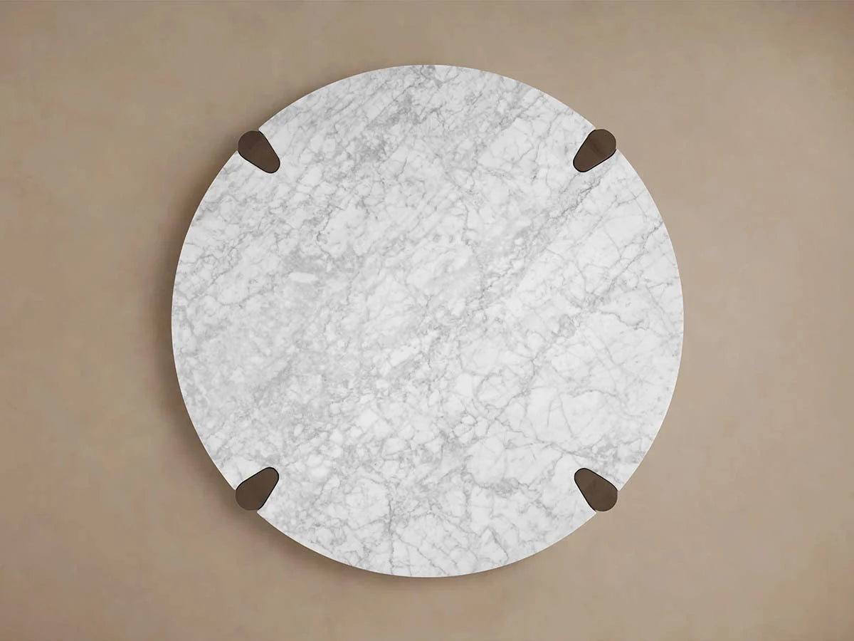 Pyet Round Marble Top Coffee Table Oak Wood Base Cocktail Table Living Room Center Tea Table