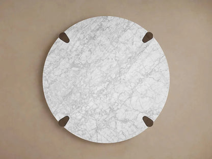 Pyet Round Marble Top Coffee Table Oak Wood Base Cocktail Table Living Room Center Tea Table