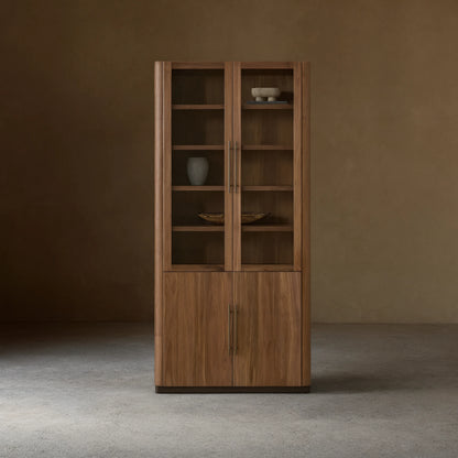 Piermont Glass Door Display Storage Cabinet Bookcase Wood Tall Curio Cabinet Dining side China Cabinet