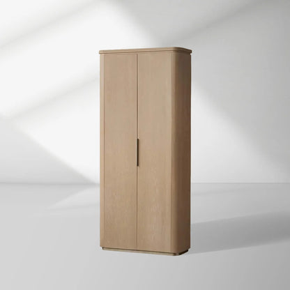 Caden Wood Door Tall Storage Cabinet Walnut Curio Display Cabinet dining Entryway China Cabinet