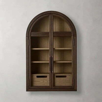 Hattie Medi Century Style Wall Mounted Storage Cabinet Wood Arched Drawers Cabinet
