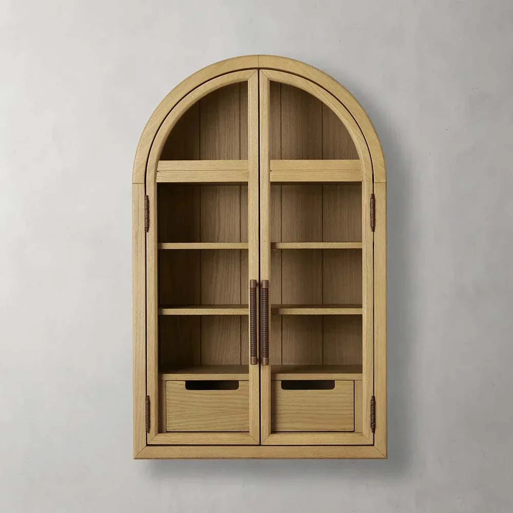 Hattie Medi Century Style Wall Mounted Storage Cabinet Wood Arched Drawers Cabinet