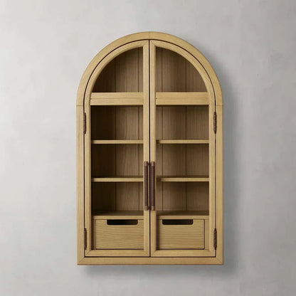 Hattie Medi Century Style Wall Mounted Storage Cabinet Wood Arched Drawers Cabinet