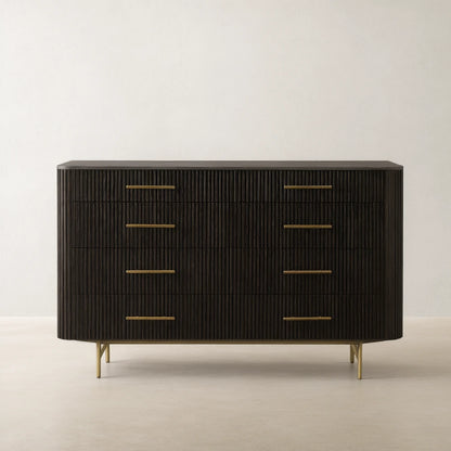 Finnley Wood Eight-Drawer Dresser with Marble or Bluestone Top Rural Chest Of 8 Drawers Cabinet
