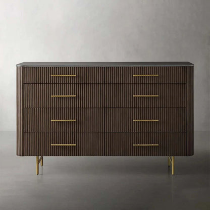 Finnley Wood Eight-Drawer Dresser with Marble or Bluestone Top Rural Chest Of 8 Drawers Cabinet
