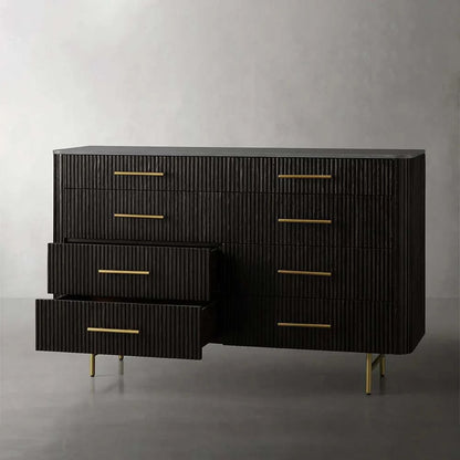 Finnley Wood Eight-Drawer Dresser with Marble or Bluestone Top Rural Chest Of 8 Drawers Cabinet