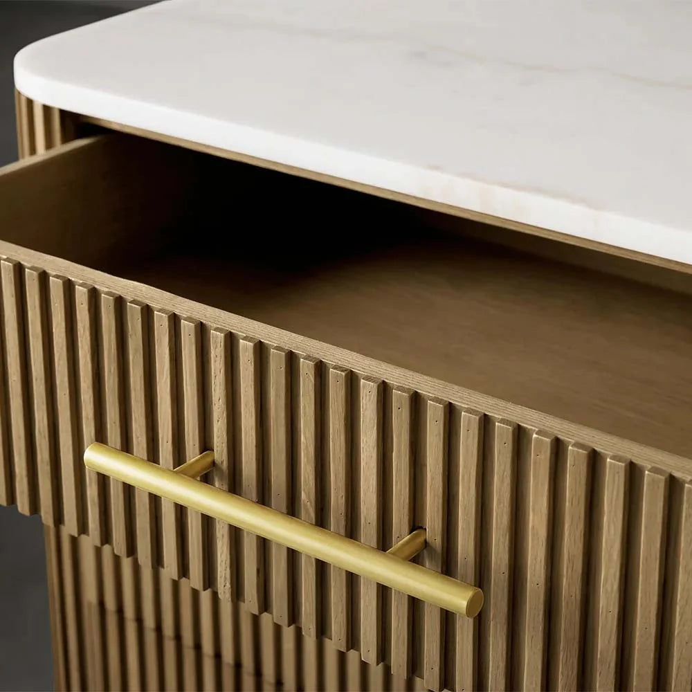Finnley Wood Eight-Drawer Dresser with Marble or Bluestone Top Rural Chest Of 8 Drawers Cabinet
