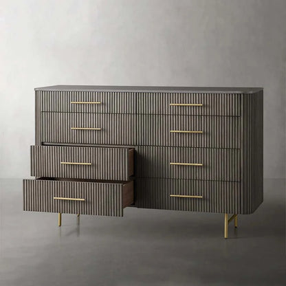 Finnley Wood Eight-Drawer Dresser with Marble or Bluestone Top Rural Chest Of 8 Drawers Cabinet