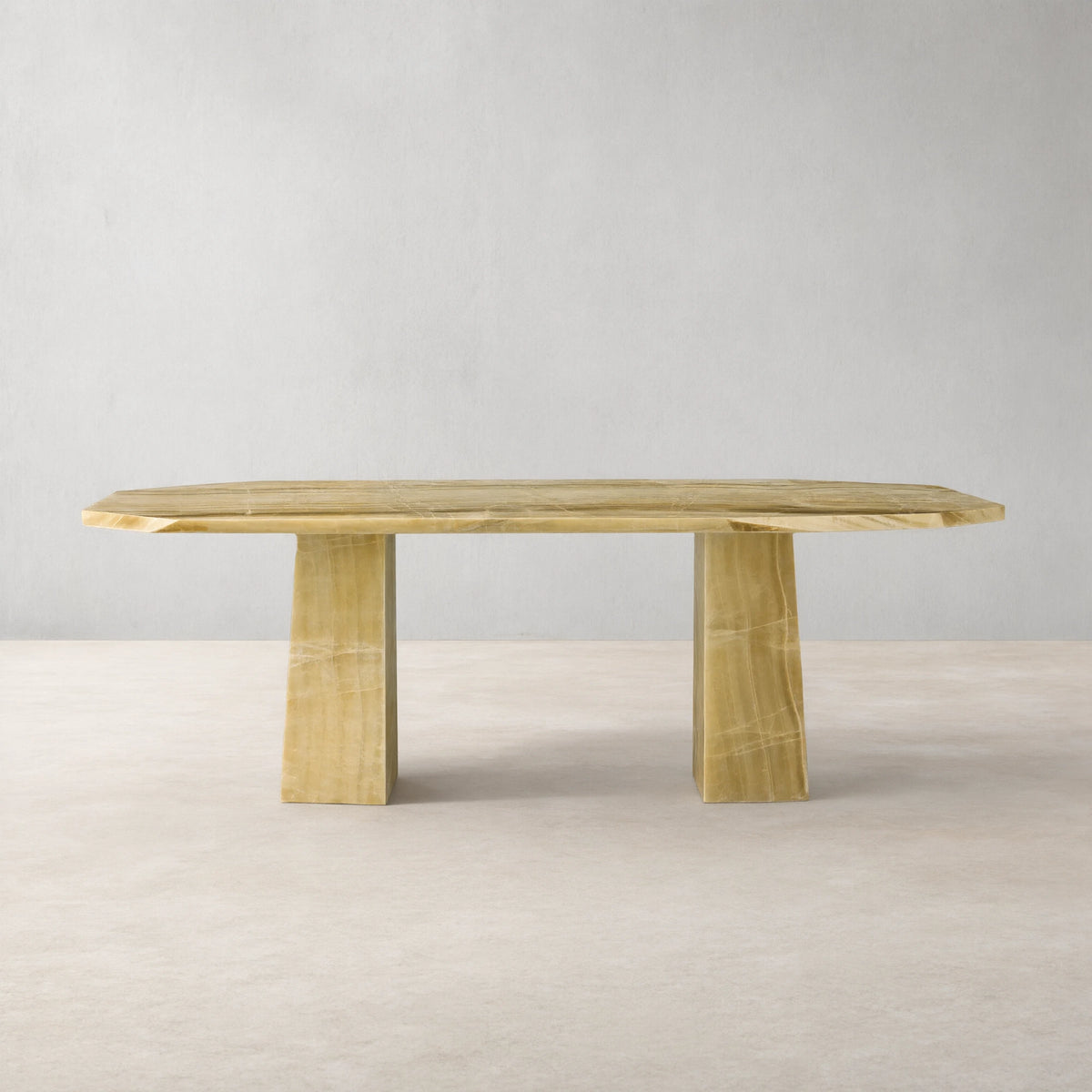 Zyra Solid Green Onyx Dining Table Solid Stone Dining Table