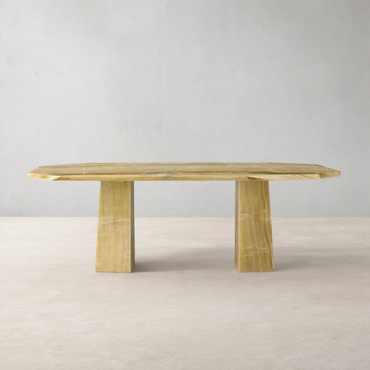 Zyra Solid Green Onyx Dining Table Solid Stone Dining Table