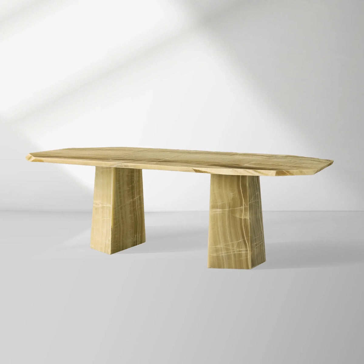 Zyra Solid Green Onyx Dining Table Solid Stone Dining Table