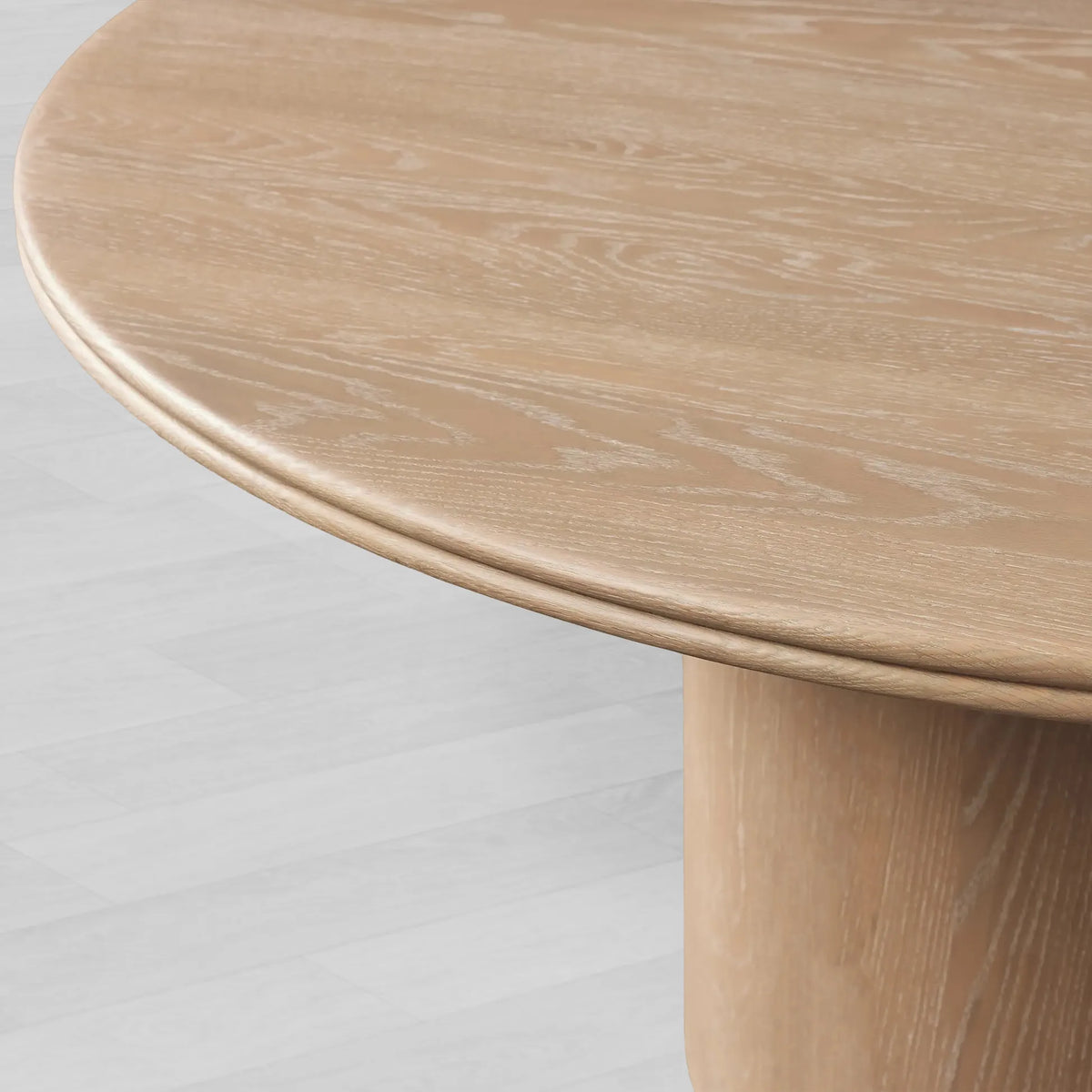 Caden Round Wood Dining Table with Sculptural Base & Antiqued Metal Plinth