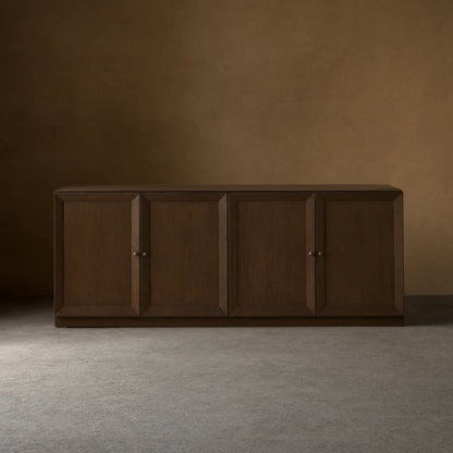 Nason Modular Four-Door Media TV Stand in Solid Oak Side Cabinet Television Storage Unit Wood Sideboard
