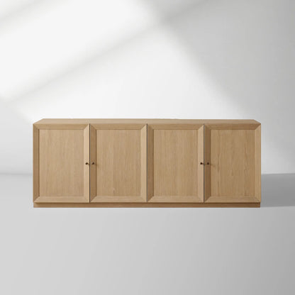 Nason Modular Four-Door Media TV Stand in Solid Oak Side Cabinet Television Storage Unit Wood Sideboard