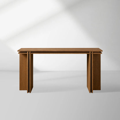 Eaves Layered Oak Entrance Console Table Mdernity Wood Entryways Wallway Table