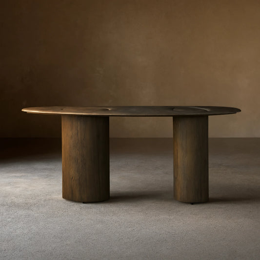 Sucurro Spalted Primavera Wood Console Entryways Table Oxidized Aluminum Top Entrance Wallway Table