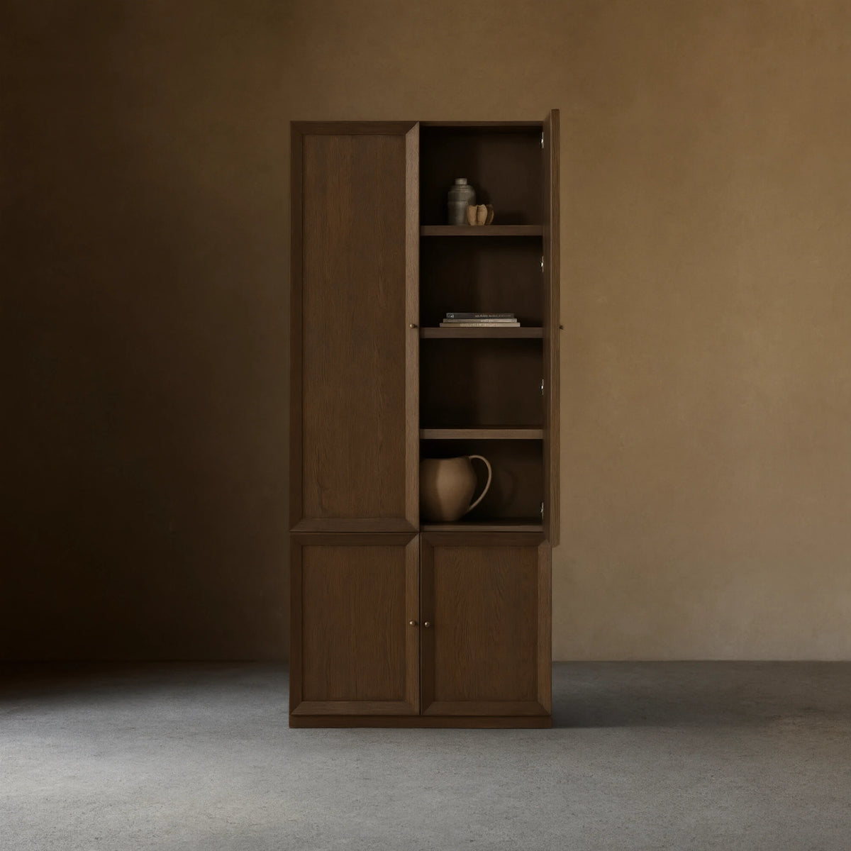 Nason Modular Oak Tall Display Cabinet Modern Living Room Large lockers