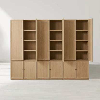Nason Modular Oak Tall Display Cabinet Modern Living Room Large lockers