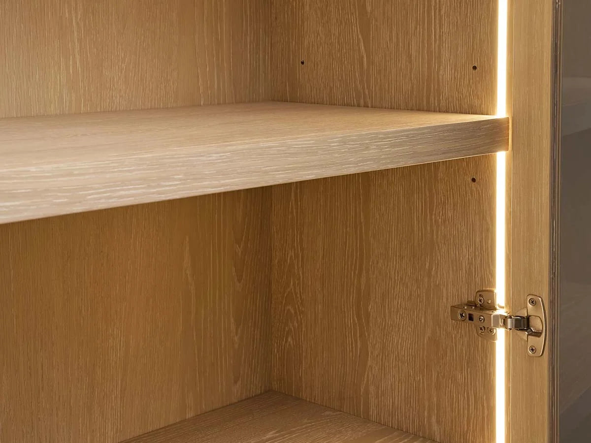 Nason Modular Glass Display Cabinets Oak Wood Tall Cabinets Large Bookcase with Integrated LED Lighting